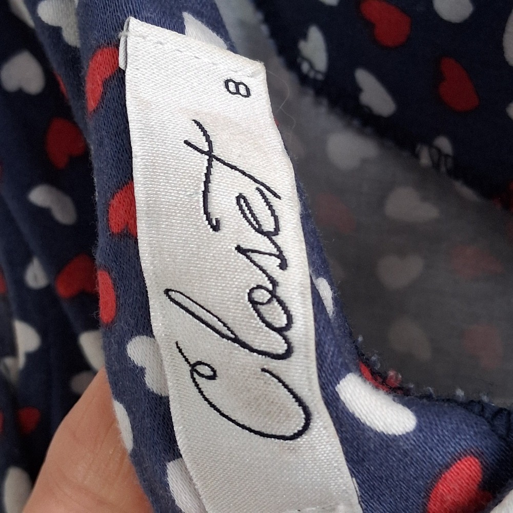 Closet London Mini Dress Navy Blue Red White Hearts Pattern Fit Flare Zipper 8 - Picture 9 of 9
